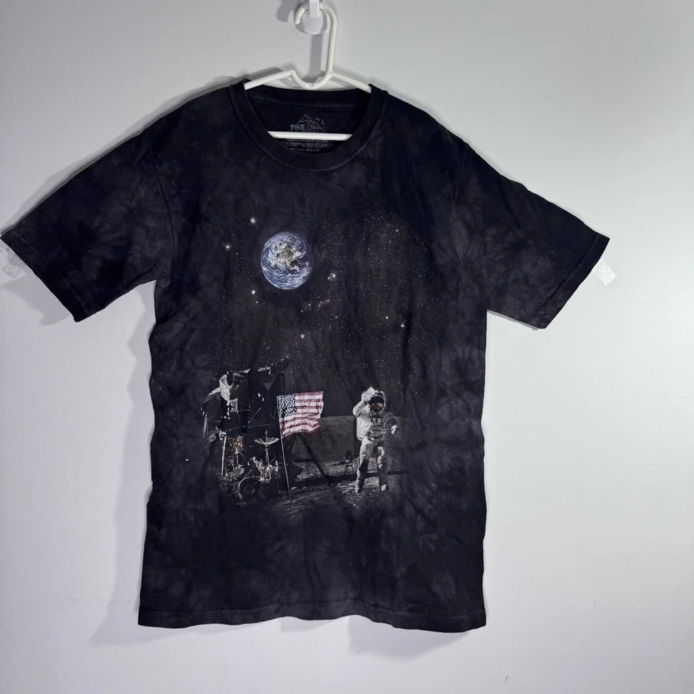The Mountain NASA Moon Landing Graphic Tee Black Tie Dye Youth Large Space